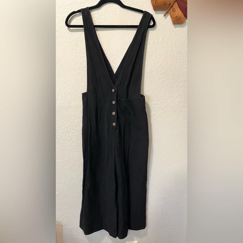 Sienna Sky Black Buttoned Wide Leg 100% Cotton Jumpsuit
